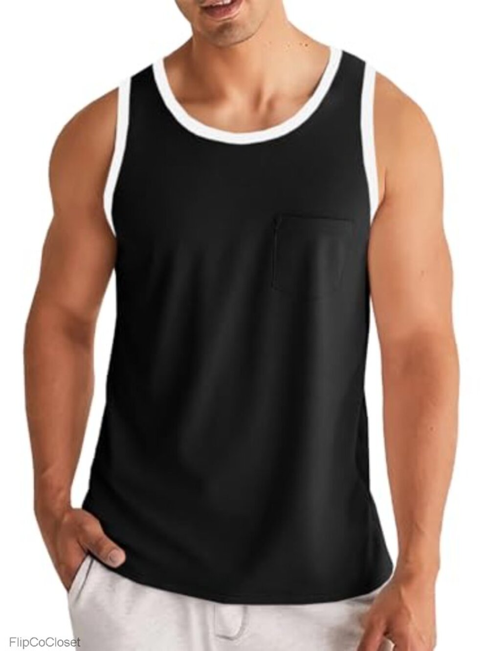 Mens Workout Tank Top Sleeveless Gym Shirt Cotton Blend Muscle Fit
